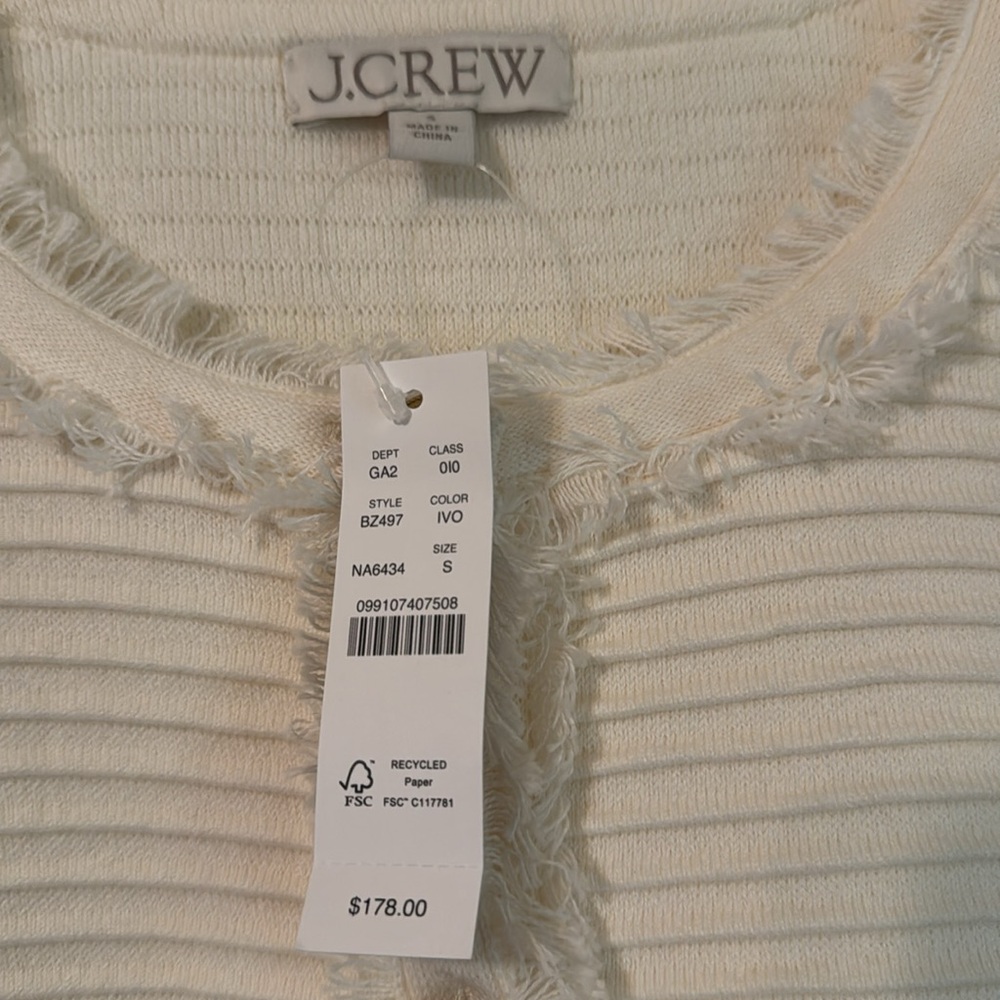 J. Crew Cream Ribbed Cardigan - Picture 6 of 9